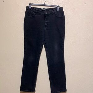 Lee Jeans 14 Medium Black Straight Stretchy Logo Mid Rise Cotton Spandex